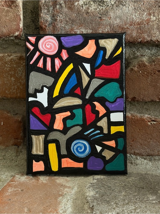 Art By Ella Other - Art By 𝙴𝚕𝚕𝚊 𝙻𝚘𝚜𝚝 5X7 Canvas Painting Stained Glass Earth Geometric Abstract GVC